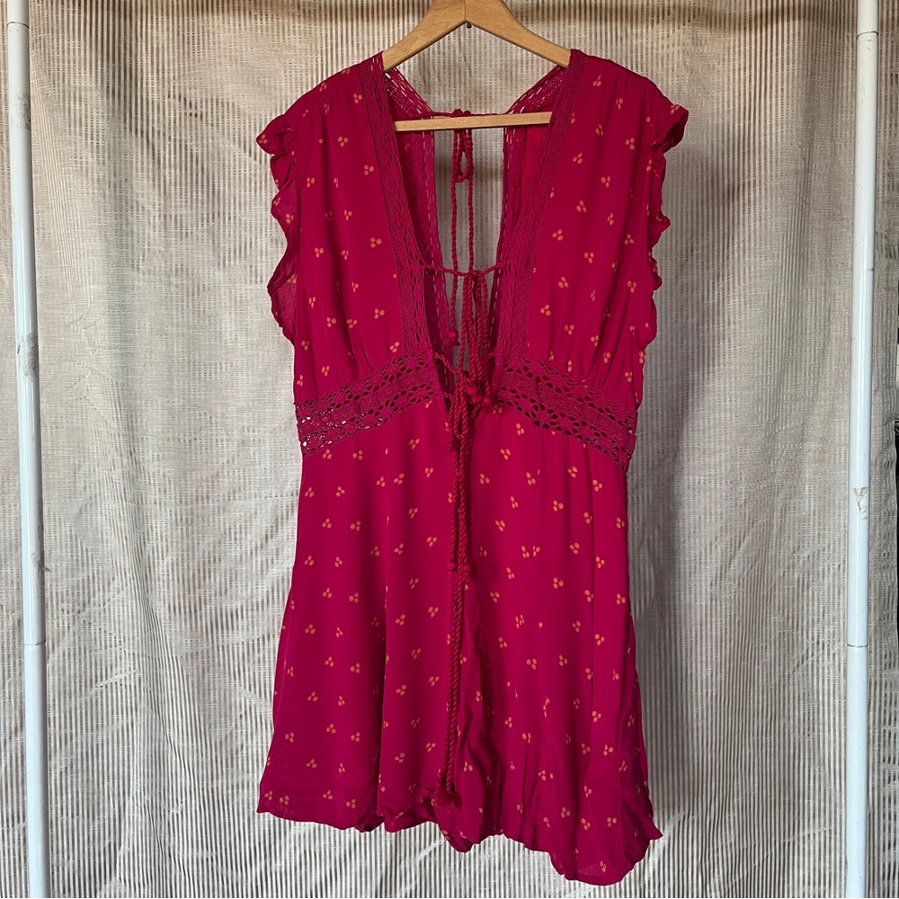 Free People Women’s Pink Romper with Lace